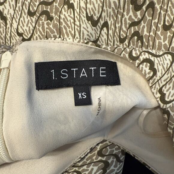 1.State NWT V-Neck Mini Dress Sz XS Oatmeal Bubble Puff Sleeve Hi-Low Hem Swing - Picture 11 of 16